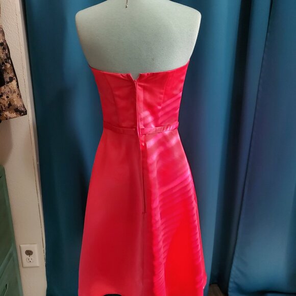 🌹Vintage Scott McClintock Strapless Hot Pink Cocktail Satin Gown / Formal 8 - Picture 4 of 10